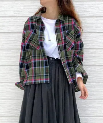 Q 체크 무늬 오버 셔츠