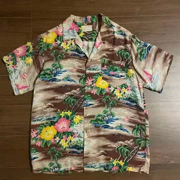 50s 레이온 하와이안 셔츠 히비스커스 로얄 하와이안
