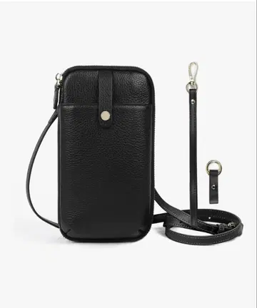 천연 가죽 스마트폰 숄더 블랙
