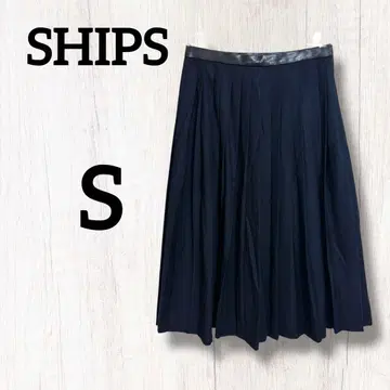 새상품급 SHIPS 네이비 플리츠 스커트 [ S ]