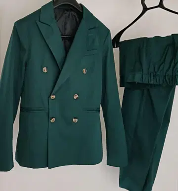 그린 더블 브레스트 셋업 수트 S