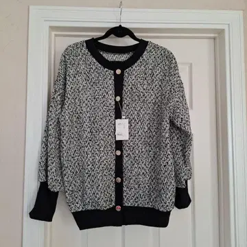 비트코 앞뒤 2WAY 트위드 긴팔 가디건 니트 스웨터