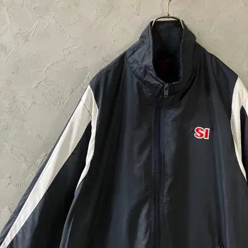 90s 빈티지 자켓 풀 집업 자수 빅 루즈 네이비 LO23