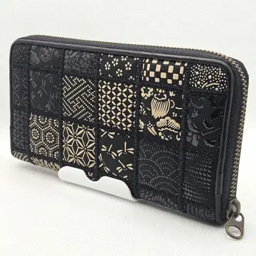 [ 새상품 미사용 ] 인덴야 마에카와인덴 장지갑 라운드 지퍼 패치워크