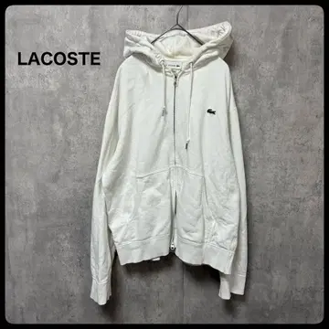 # LACOSTE 라코스테 화이트 후드 부착 후드티 맨투맨