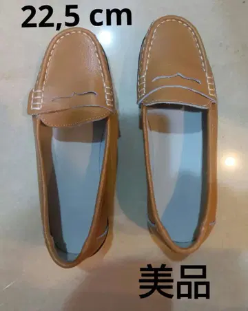 여성용 로퍼 천연 가죽 22.5cm 카멜 한 번만 착용