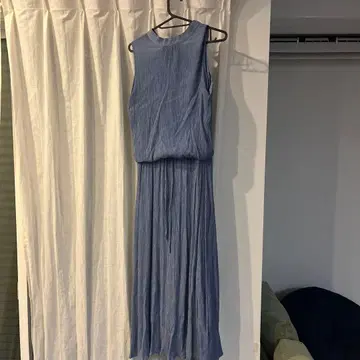 블루 슬리브리스 셔츠 원피스