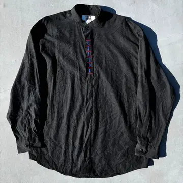 80s~90s CITY STREETS 차이나풍 자수 셔츠 밴드 카라