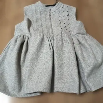 AMELY 프론트 스캘럽 페플럼 베스트 그레이 L 프론트 지퍼