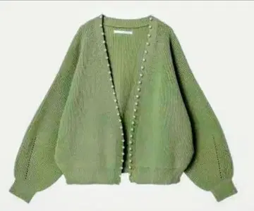 새상품 그린 파크 ELENCARE DUE 펄 장식 토퍼 가디건