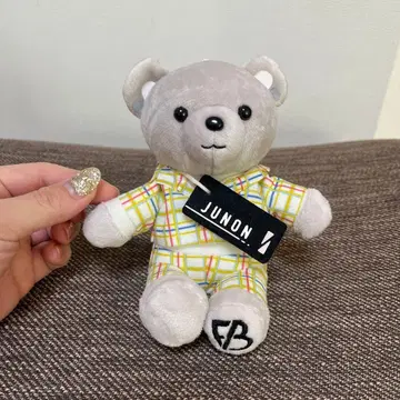 JUNON 체크 무늬 곰 봉제 인형
