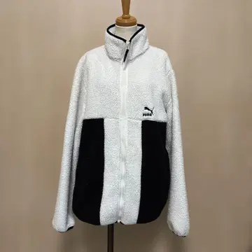 PUMA 플리스 자켓 화이트/블랙