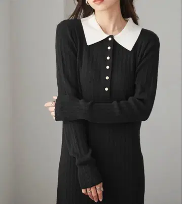 니트 롱 원피스 M 사이즈 블랙 네이비