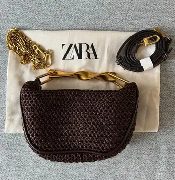 ZARA 자라 완판템 메탈릭 핸들 미니 백 브라운