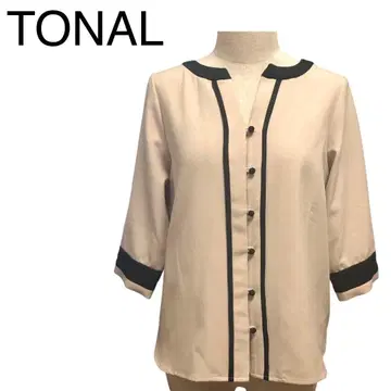 TONAL 바이컬러 블라우스 셔츠 베이지 블랙 일본제
