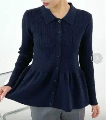 택 포함 미사용 Futier land 페플럼 가디건 네이비 M