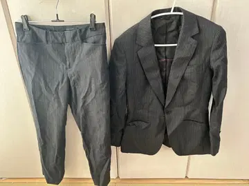 그레이 스트라이프 팬츠 수트 상하의 스커트 세트