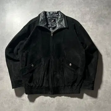 빈티지 천연 가죽 돈피 가죽 블랙 모드 블루종 자켓