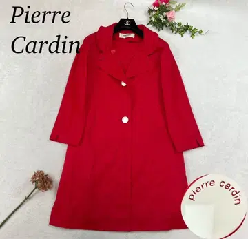 J656 새상품급 XL 피에르 가르뎅 롱 코트 레드 여성용