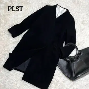 PLST 플라스테 울 모사 노카라 코트 여성용 롱 코트 블랙