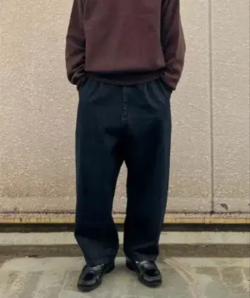 FREAK'S STORE 와이드 테이퍼드 데님 슬랙스 팬츠