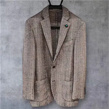 LARDINI 라르디니 브라운 체크 무늬 자켓 46