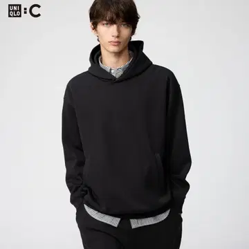 유니클로 C 맨투맨 오버 사이즈 풀 후드티 블랙 블랙