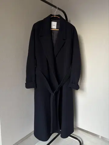 ebure 울 캐시미어 리버 오버 롱 코트 네이비