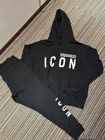 DSQUARED2 ICON 블랙 후드티 스웨트 팬츠 세트