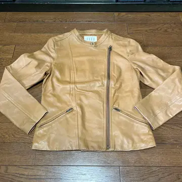 ELLE 베이지 양가죽 가죽 자켓