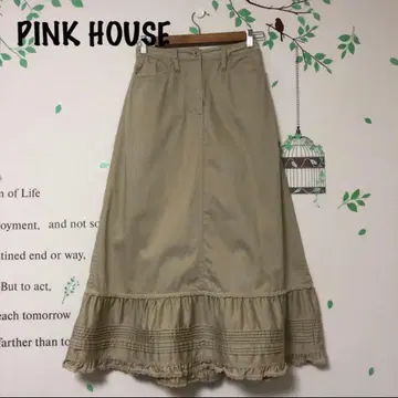 #117 핑크하우스 베이지 뒤쪽 귀여운 레이스 프릴 스커트