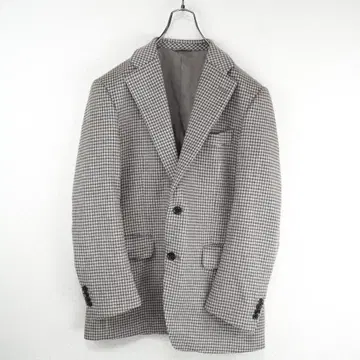 G8596* 극상 캐시미어 체크 무늬 테일러드 자켓 그레이 큐프라