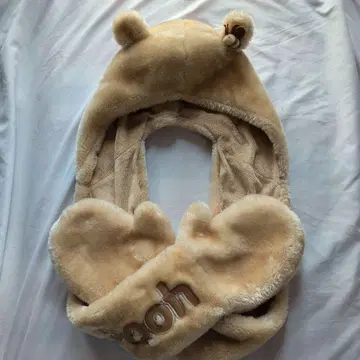 곰돌이 푸 팬캡 후드 부착 머플러 장갑 디즈니 리조트