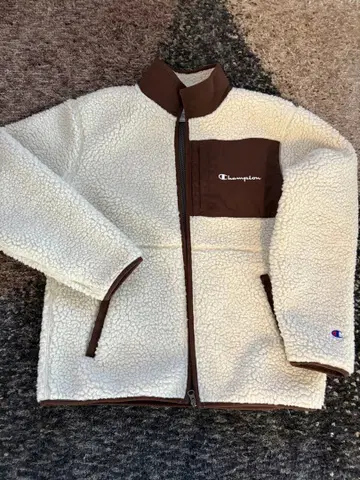 Champion 플리스 자켓 M 아이보리/브라운