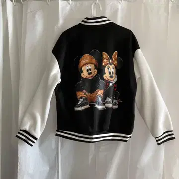 미사용 새상품 Disney 미키 미니 프린트 바시티 자켓