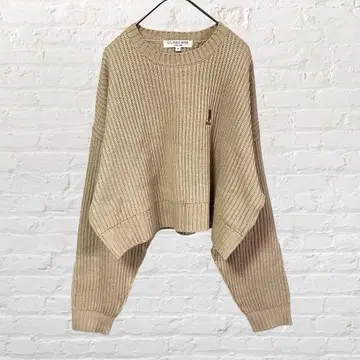 11472 유에스플로어슨 자수 숏 기장 니트 스웨터 브라운 구제 의류