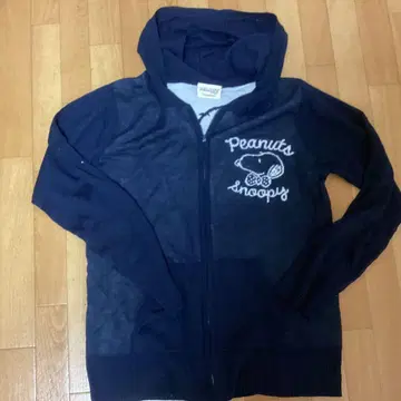 스누피 니트 후드티 네이비