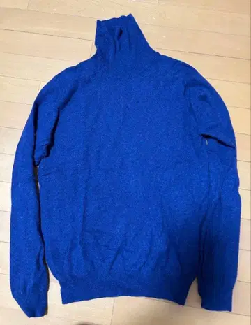 TAKASHIMAYA 블루 터틀넥 니트 L 캐시미어