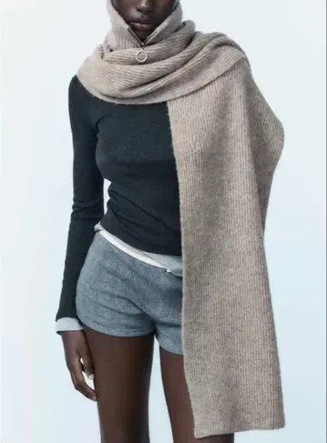 [미사용 새상품] 택 포함 ZARA 지퍼 넥 니트 머플러