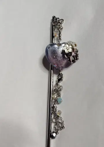 시미즈자카 유리관 헤어콤 퍼플 블루 하트 teftef