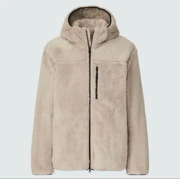UNIQLO 아우터 퍼 리 플리스 풀 집업 후드티 3XL 베이지