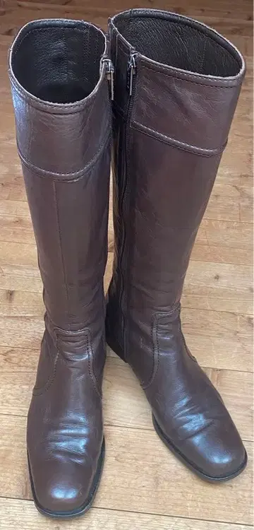 리걸 자키 부츠 사이드 지퍼 롱 기장 23 브라운