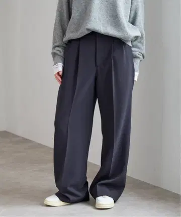 Spick and Span 더블 크로스 투 턱 팬츠 네이비