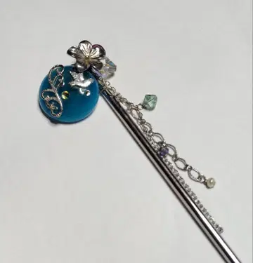 시미즈자카 유리관 헤어콤 파랑 하늘 새 블루 teftef