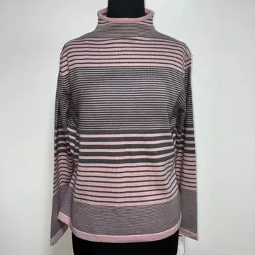 인기 새상품 스트레치 보더 보틀넥 핑크 x 그레이