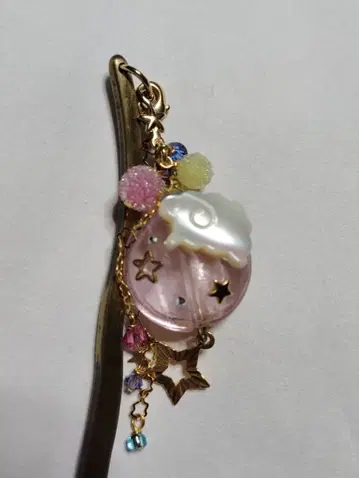 시미즈자카 유리관 헤어콤 핑크 양 꿈 구슬 teftef