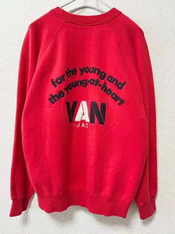 VAN JAC 빈티지 맨투맨 트레이닝복 자수 로고 레드 M 사이즈