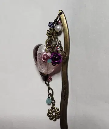 시미즈자카 유리관 헤어콤 핑크 하트 teftef