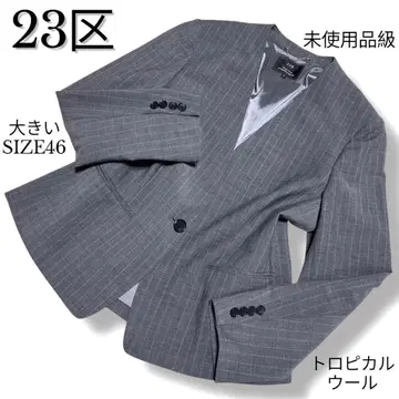 미사용급 빅 사이즈 46 23구 노카라 스트라이프 테일러드 자켓