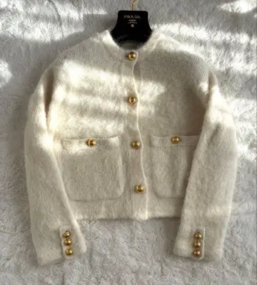 UNITED ARROWS 알파카 니트 가디건 골드 버튼